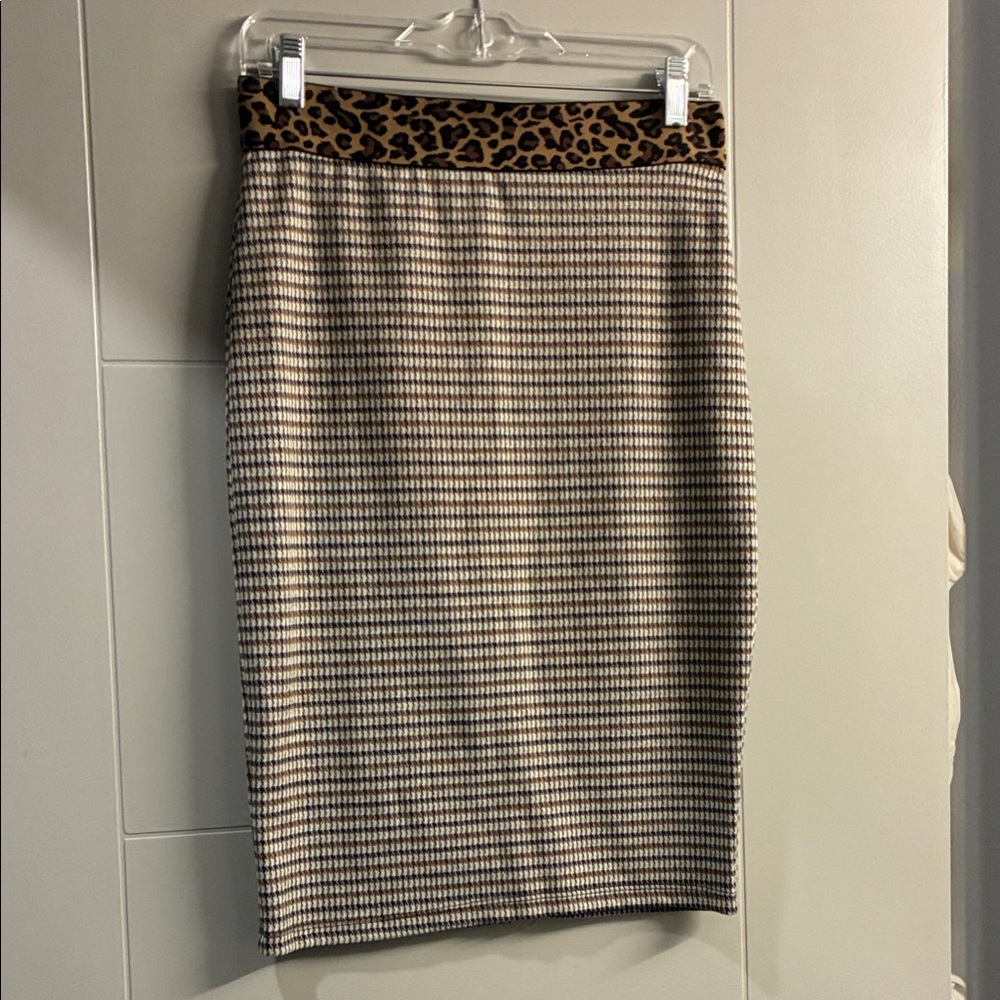 Altar'd State Leopard Waist Houndstooth Pencil Skirt